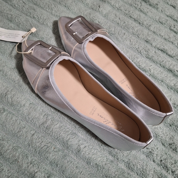 Avellini Silver Italian Genuine Leather Flats Sz 40 Made In Italy - Picture 7 of 8